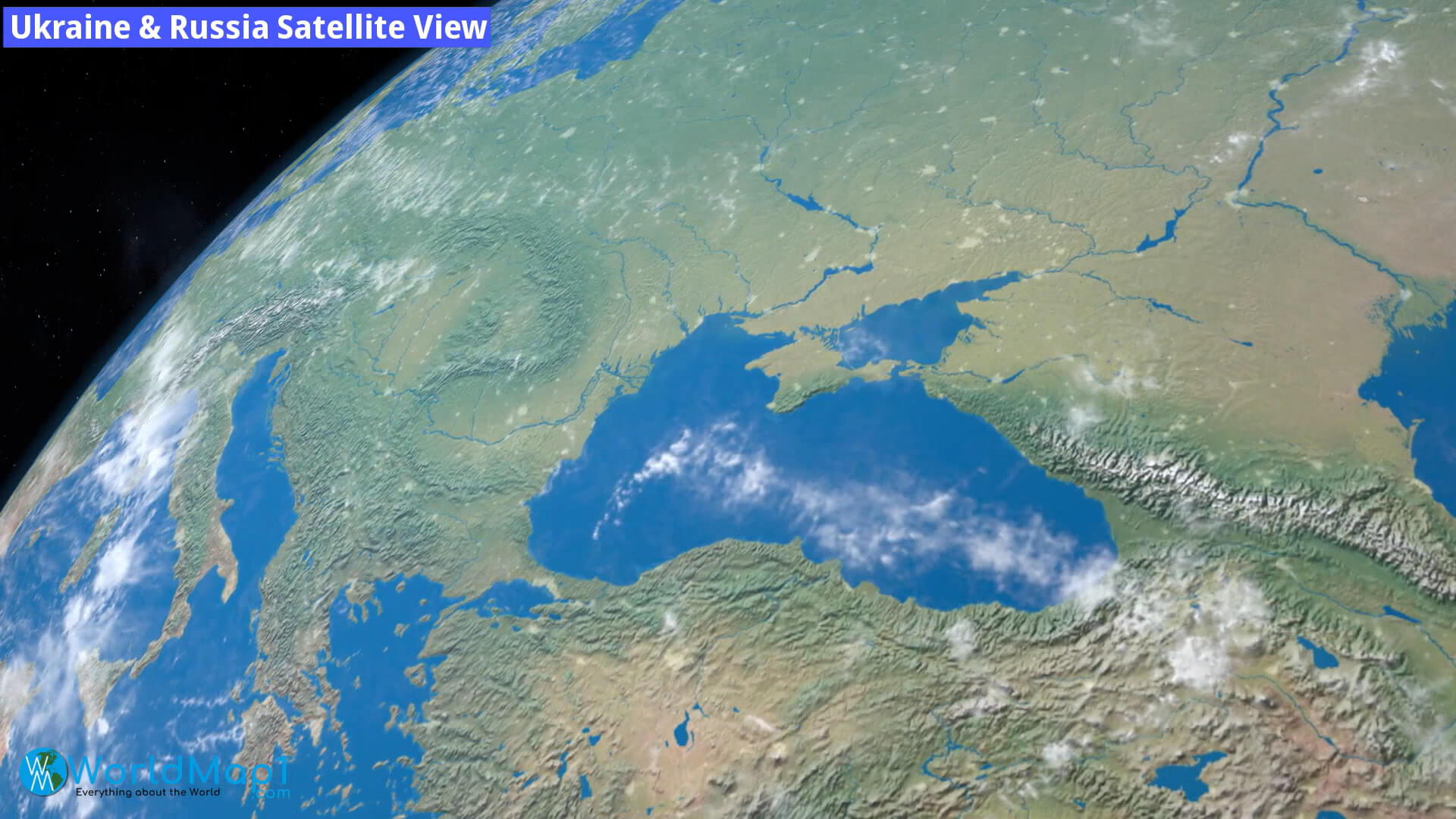 Vue satellite de l'Ukraine et de la Russie